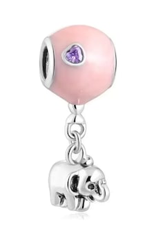 Fil Ve Mavi Balon Bilek İçin Gümüş Charm Pembe Diğer Fil Ve Mavi Balon Bilek İçin Gümüş Charm Pembe Diğer