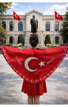 Tarzını Seç Ayyıldız Atatürk İmzalı Türk Bayraklı Pelerin Gösteri Kostümü 145x73cm Çok Renkli Tarzını Seç Ayyıldız Atatürk İmzalı Türk Bayraklı Pelerin Gösteri Kostümü 145x73cm Çok Renkli