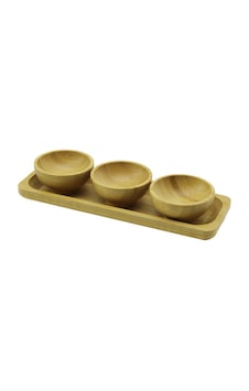 Dmr Home Dmr-8481 Ahşap Bambu Lokumluk Ve Çerezlik Kase Çap: 6cm 3 Adet Mini Sunum Tepsili Diğer