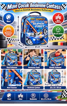 Hot Wheels Mavi Beslenme Çantası Çocuk Öğrenci Okul Yemek Çantası Günlük Kullanım 26x21x10 Cm Çok Renkli Hot Wheels Mavi Beslenme Çantası Çocuk Öğrenci Okul Yemek Çantası Günlük Kullanım 26x21x10 Cm Çok Renkli