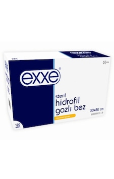 Exxe Steril Hidrofil Gazlı Bez 100'lü 30 x 80 CM 2 Parça Exxe Steril Hidrofil Gazlı Bez 100'lü 30 x 80 CM 2 Parça