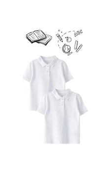 Bilge Trend Polo Yaka Kısa Kollu Kız - Erkek Çocuk Okul T-shirt 2 Adet - Beyaz Bilge Trend Polo Yaka Kısa Kollu Kız - Erkek Çocuk Okul T-shirt 2 Adet - Beyaz