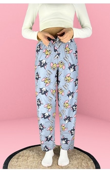 Farya Home Dreamy Soft Kadife Dokulu Desenli Süet Pijama Altı Pantolon Gri