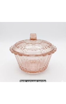 Pastel Pembe Rölyef Desenli Kristal Formlu Şekerlik Pastel Pembe Rölyef Desenli Kristal Formlu Şekerlik