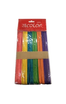 Colorbank Ahşap Aktivite Dil Çubuğu Büyük Geniş Renkli 1 Paket
