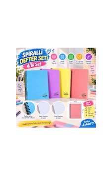 Spiralli Defter Seti 17x24 Cm 120 Yaprak 4'lü Set 2çizgili 2 Kareli Karışık Set - 921869814 Karışık Set
