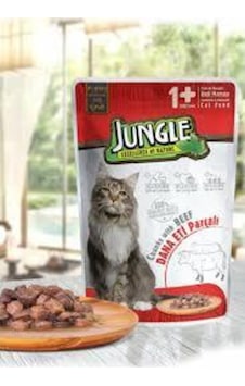 10'lu Jungle Kedi Poşet Yaş Mama 100gr Pate Beef Ezme Dana Etli 10'lu Jungle Kedi Poşet Yaş Mama 100gr Pate Beef Ezme Dana Etli