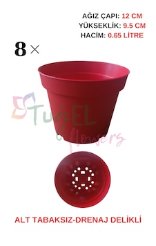 8 Adet Kırmızı Plastik Saksı 12 Cm.lik Alt Tabaksız 8 Adet Kırmızı Plastik Saksı 12 Cm.lik Alt Tabaksız