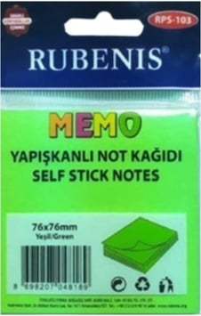Memo Yapışkanlı Not Kağıdı 76x76mm Yeşil - 3 Adet Memo Yapışkanlı Not Kağıdı 76x76mm Yeşil - 3 Adet