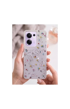 Oppo Reno 13f Taşlı Desenli Fiyonk Silikon Kılıf Gri Oppo Reno 13f Taşlı Desenli Fiyonk Silikon Kılıf Gri