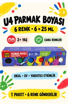 Parmak Boyası 6 Renk 6x25 Ml 2+ Yaş Çok Renkli