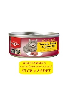 Kiwi Kcm-50391 Tavuk-ördek-dana Etli Kedi Konserve 8 Adet X 85gr