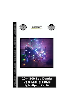 Özel Üretim Dekoratif Yılbaşı Süsü Parti Renkli 10m 100 Led Damla Uçlu Led Işık Rgb Işık Siyah Kablo