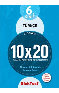 6.Sınıf 2.Dönem Türkçe 10x20 Kazanım Pekiştirme Denemeleri Seti -  Bloktest Yayınları