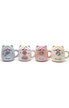 River World Kupa Bardak Figürü 3d Kedi Kaşıklı Kapaklı Çok Renkli River World Kupa Bardak Figürü 3d Kedi Kaşıklı Kapaklı Çok Renkli