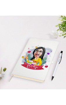BK Gift Kişiye Özel Kadın Kimya Öğretmeni Karikatürlü Beyaz Defte BK Gift Kişiye Özel Kadın Kimya Öğretmeni Karikatürlü Beyaz Defte