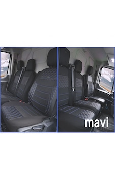 Ford Transit 2014- Ortopedik Oto Koltuk Kılıfı Ön 2+1 Mavi Dikiş