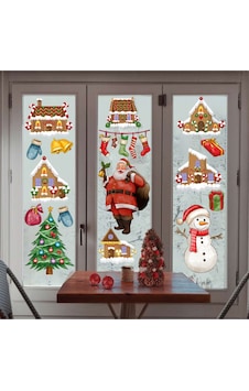 Yeni Yıl Christmas Yılbaşı Sticker Çam Ağacı Noel Baba Sevimli Kardan Adam Etiket Seti Çok Renkli