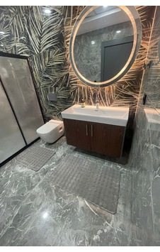 Modern Bubble Yıkanabilir Kaymaz Peluş Banyo Paspası Halısı 2'li Klozet Takımı 60x100 Ve 50x60 Gri Modern Bubble Yıkanabilir Kaymaz Peluş Banyo Paspası Halısı 2'li Klozet Takımı 60x100 Ve 50x60 Gri
