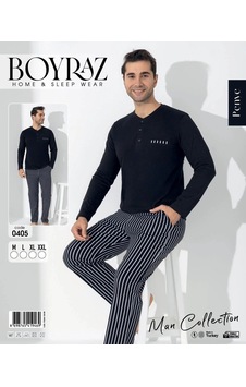 Boyraz 0405 Erkek Uzun Kol Pijama Takımı Siyah Boyraz 0405 Erkek Uzun Kol Pijama Takımı Siyah