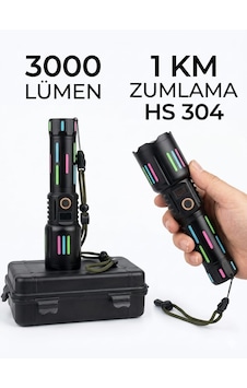 Hasuba Hs 304 Şarjlı El Feneri - 3000 Lümen Siyah Hasuba Hs 304 Şarjlı El Feneri - 3000 Lümen Siyah