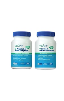 Velavit V-Probiotics With Enzymes 30 Tablet + V-Firstect With Colostrum 30 Tablet Velavit V-Probiotics With Enzymes 30 Tablet + V-Firstect With Colostrum 30 Tablet
