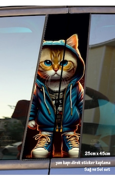 Rapçi Kedi Sticker Yan Kapı Direk Kaplama 2li Sol Sağ Takım Yapıştırma Rapçi Kedi Sticker Yan Kapı Direk Kaplama 2li Sol Sağ Takım Yapıştırma