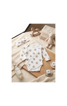 Deniva Kids Erkek Bebek Ayıcık Desenli Fitilli Kaşkorse Uzun Kollu Alttan Çıtçıtlı Badi Zıbın - Beyaz 1 Yaş Deniva Kids Erkek Bebek Ayıcık Desenli Fitilli Kaşkorse Uzun Kollu Alttan Çıtçıtlı Badi Zıbın - Beyaz 1 Yaş