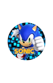 Yenilebilir Yuvarlak Pasta Resim Baskısı 20 Cm Şekerli Kağıt Sonic Temalı 22