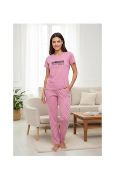 İkikareshop Özel Tasarım Kısa Kol Kadın Penye Pijama Takımı Somon Çok Renkli İkikareshop Özel Tasarım Kısa Kol Kadın Penye Pijama Takımı Somon Çok Renkli