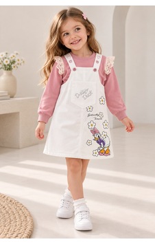 Nota Kids Kız Çocuk Çiçek Baskılı Gabardin Jile Elbise Takımı Dantel Detaylı Sweatshirtlü 2'li Takım Beyaz Nota Kids Kız Çocuk Çiçek Baskılı Gabardin Jile Elbise Takımı Dantel Detaylı Sweatshirtlü 2'li Takım Beyaz