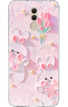Huawei Mate 20 Lite Uyumlu Sevimli Tavşanlar Baskılı Silikon Kılıf Renkli Huawei Mate 20 Lite Uyumlu Sevimli Tavşanlar Baskılı Silikon Kılıf Renkli