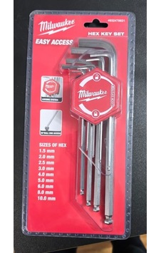 Milwauke E Allen Anahtarı Seti 1.5mm-10mm 9 Parça Metrik
