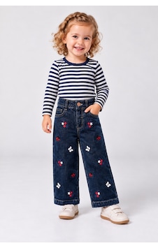 Overdo Kids Kız Çocuk Düz Paça Nakışlı Kot Pantolon Koyu Mavi Overdo Kids Kız Çocuk Düz Paça Nakışlı Kot Pantolon Koyu Mavi