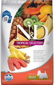 N&D Tropical Selection Düşük Tahıllı Somonlu Tropikal Meyveli Küçük Irk Yetişkin Köpek Maması 5 KG N&D Tropical Selection Düşük Tahıllı Somonlu Tropikal Meyveli Küçük Irk Yetişkin Köpek Maması 5 KG
