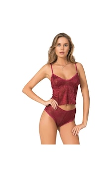 Linabloom Kadın Bordo Jakarlı Babydoll Şort Takımı Linabloom Kadın Bordo Jakarlı Babydoll Şort Takımı