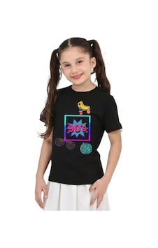 Erdem Kıds Unisex 90'lar Temalı Baskılı Pamuklu Basic T-shirt Siyah Siyah