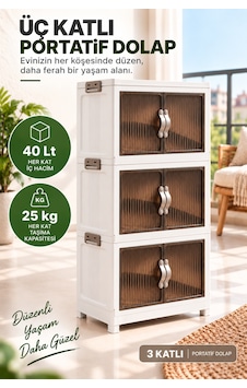 3 Katlı Portatif Organizer Dolap 120 Lt Beyaz 3 Katlı Portatif Organizer Dolap 120 Lt Beyaz