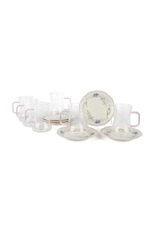 Blush Palas Çay Seti 6'li Cam Bardak Ve Porselen Tabak 180ml Diğer Blush Palas Çay Seti 6'li Cam Bardak Ve Porselen Tabak 180ml Diğer