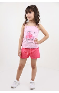 Toontoy Kids Toontoy Kız Bebek 2'li Takım Baskılı Kare Yaka T-shirt & Beli Lastikli Şort Açık Pembe Toontoy Kids Toontoy Kız Bebek 2'li Takım Baskılı Kare Yaka T-shirt & Beli Lastikli Şort Açık Pembe