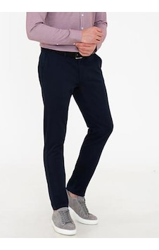 Pant Positive Yazı Armür Klasik Kesim Erkek Keten Pantolon Lacivert