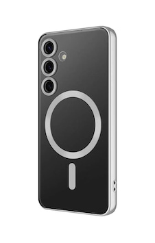 Samsung Galaxy Uyumlu S25 Kılıf Kamera Lens Korumalı Renkli Magsafe Şeffaf Silikon Gümüş