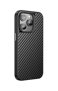 Apple İphone 14 Pro Max Kılıf Aramid Karbon Fiber M-safe Özellikli Wlons Radison Kapak - Siyah
