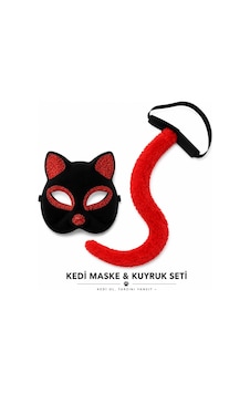 Kırmızı - 150 - Kedi Maske Ve Kuyruk Seti Parti - Spt-gld - Kostüm Aksesuarı Kırmızı - 150 - Kedi Maske Ve Kuyruk Seti Parti - Spt-gld - Kostüm Aksesuarı