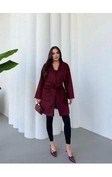Cgx Kadın Bordo Peluş Dokulu Uzun Triko Hırka Cgx Kadın Bordo Peluş Dokulu Uzun Triko Hırka