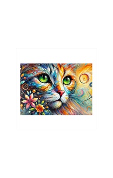 Renkli Kedi Gözleri Modern Mdf Tablo Renkli Kedi Gözleri Modern Mdf Tablo