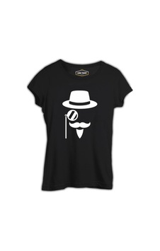 Silhouette Of A Man With A Moustache And A Hat Siyah Kadın Tshirt 001 Silhouette Of A Man With A Moustache And A Hat Siyah Kadın Tshirt 001