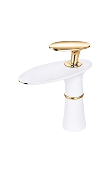 Rıva Kısa Lavabo Bataryası Mat Beyaz-altın Beyaz - Altın