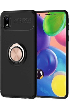 Galaxy A01 Core Kılıf Zore Ravel Silikon Kapak Siyah-Rose Gold