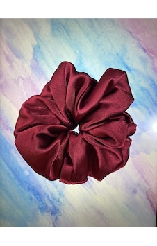 Mois Atelier Bordo Saten Kumaş Lastikli Kadın Simit Saç Tokası Bayramlık Bordo